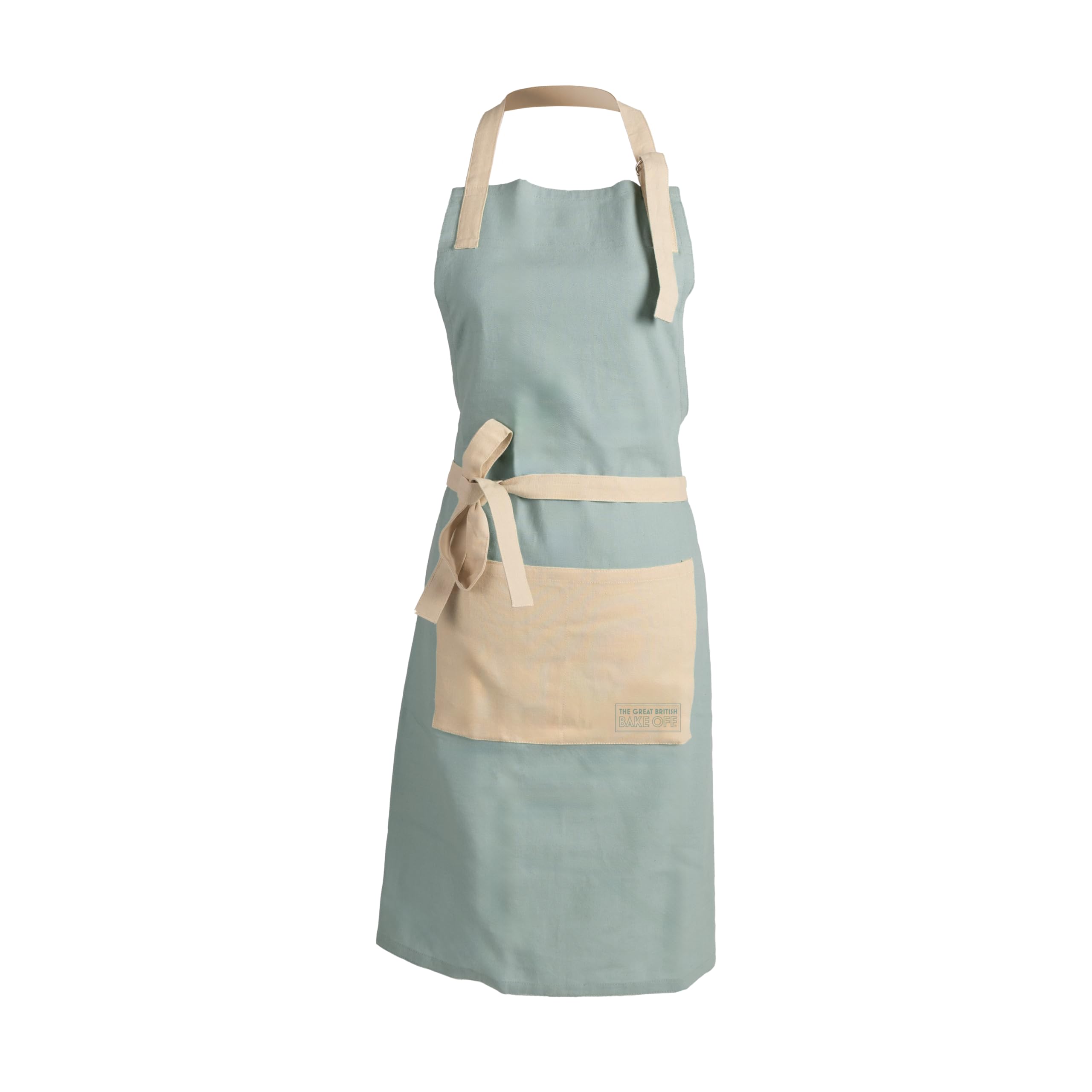 The Great British Bake Off Apron for Women & Men, with Pockets, 100% Cotton with Adjustable Strap & Official GBBO Logo, Baking Gifts for Star Baker, Signature Duck Egg Blue, One Size Fits All