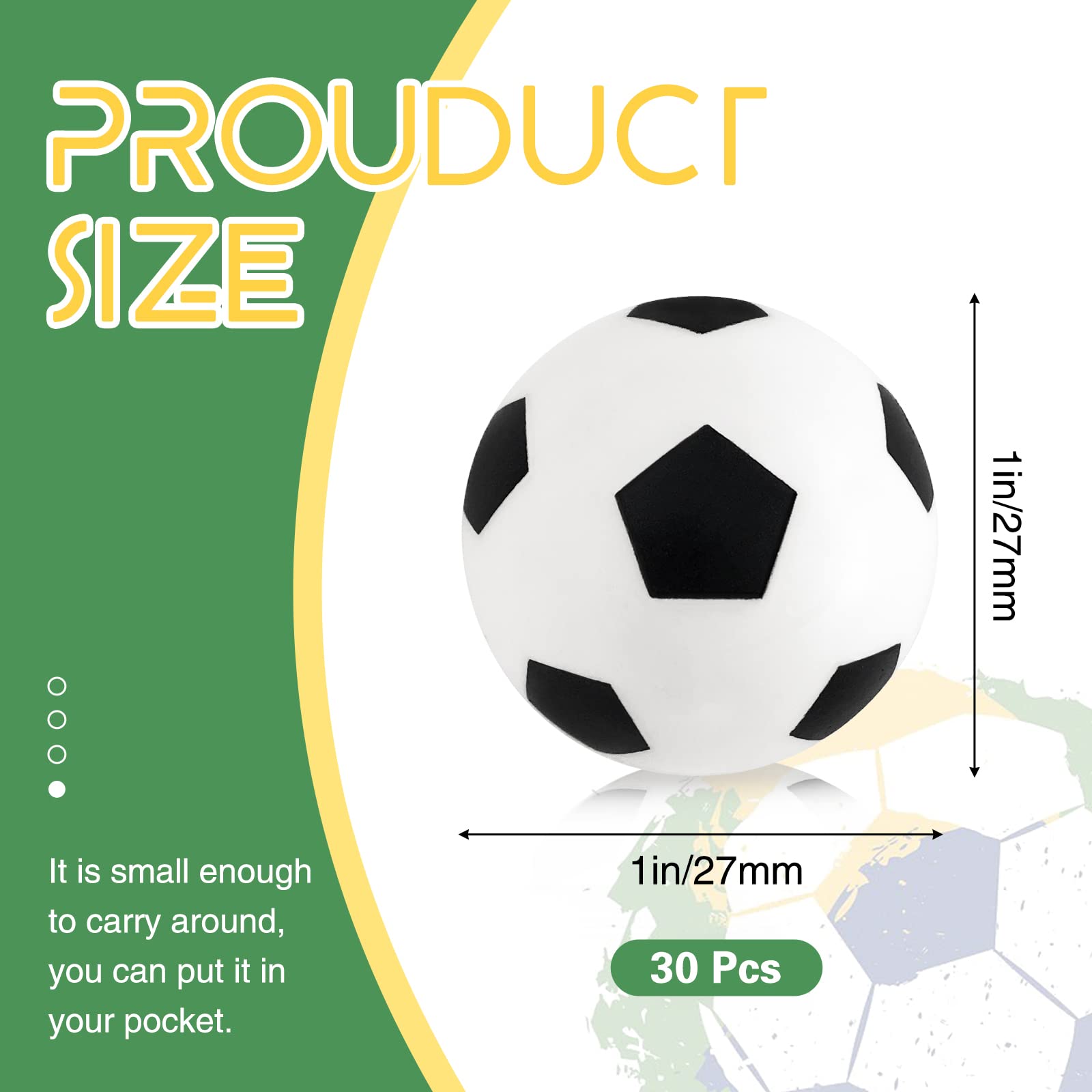 30pcs Bouncy Balls,Soccer Bouncing Balls,High Bouncing Rubber Soccer Ball for Stress Relief,Multi-Item Party Favor Packs,Ball Games,Classroom Prizes,Stocking Stuffers(27mm)