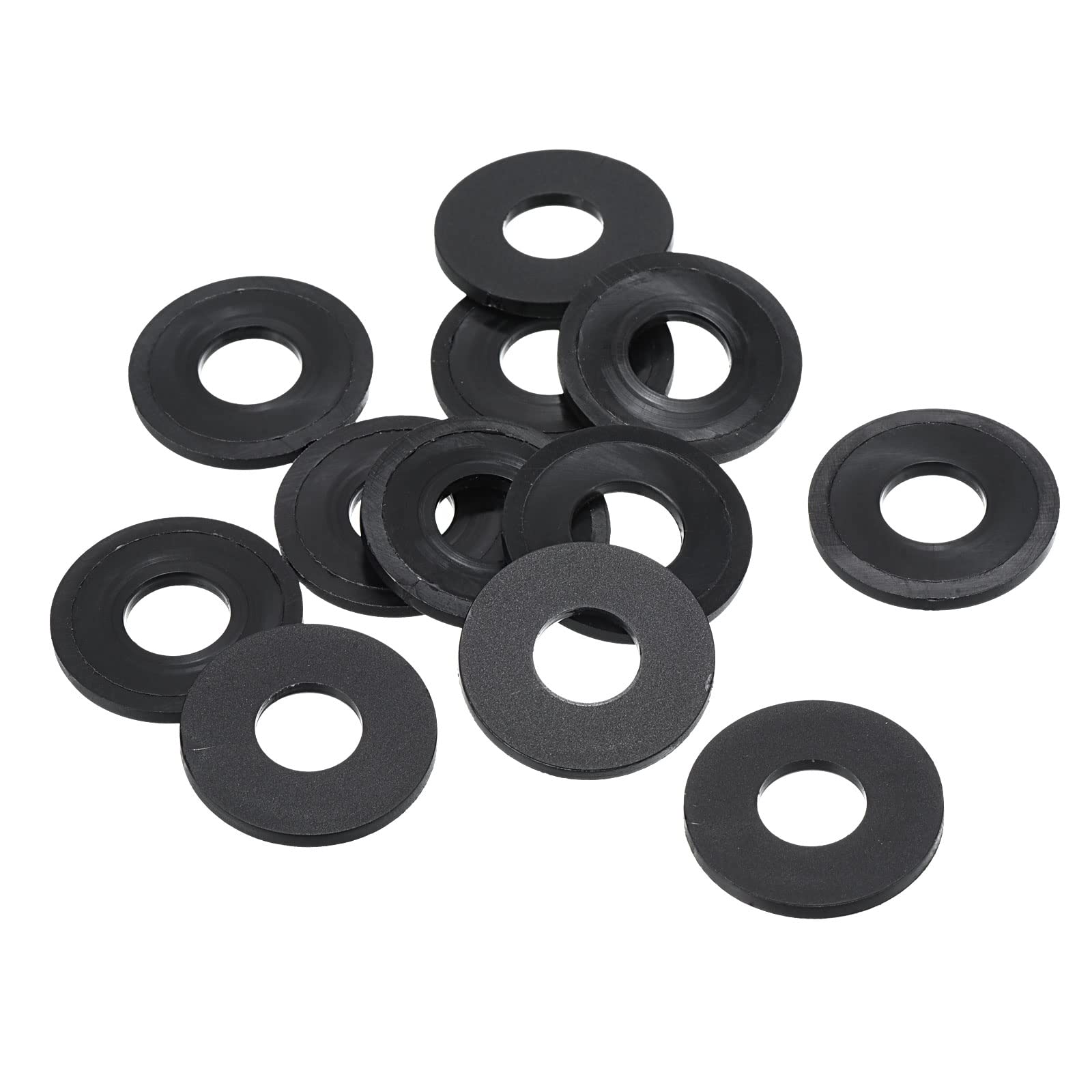PATIKIL M10 Nylon Flat Washer, 12 Pack 10mm ID 25mm OD 2mm Thick Sealing Spacer Gasket Ring for Faucet Pipe Water Hose Fastener Bolt, Black