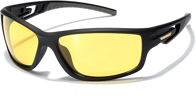 Amazon Tosgad偏光暗視ゴーグル メンズ Uv400 紫外線カット 超軽量スポーツ 黄色サングラス ドライブ 野球 自転車 釣り ランニング ゴルフ 運転 黒いフレーム 夜間サングラス サングラス 通販