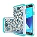 J7 V Case, J7 Perx Case, J7 Sky Pro Case, J7V Case, Galaxy Halo Case, J7 Prime Case, LEEGU Dual Layer Heavy Duty Protective Silicone Plastic Cover Case for Samsung Galaxy J7 2017 - Blue Flower