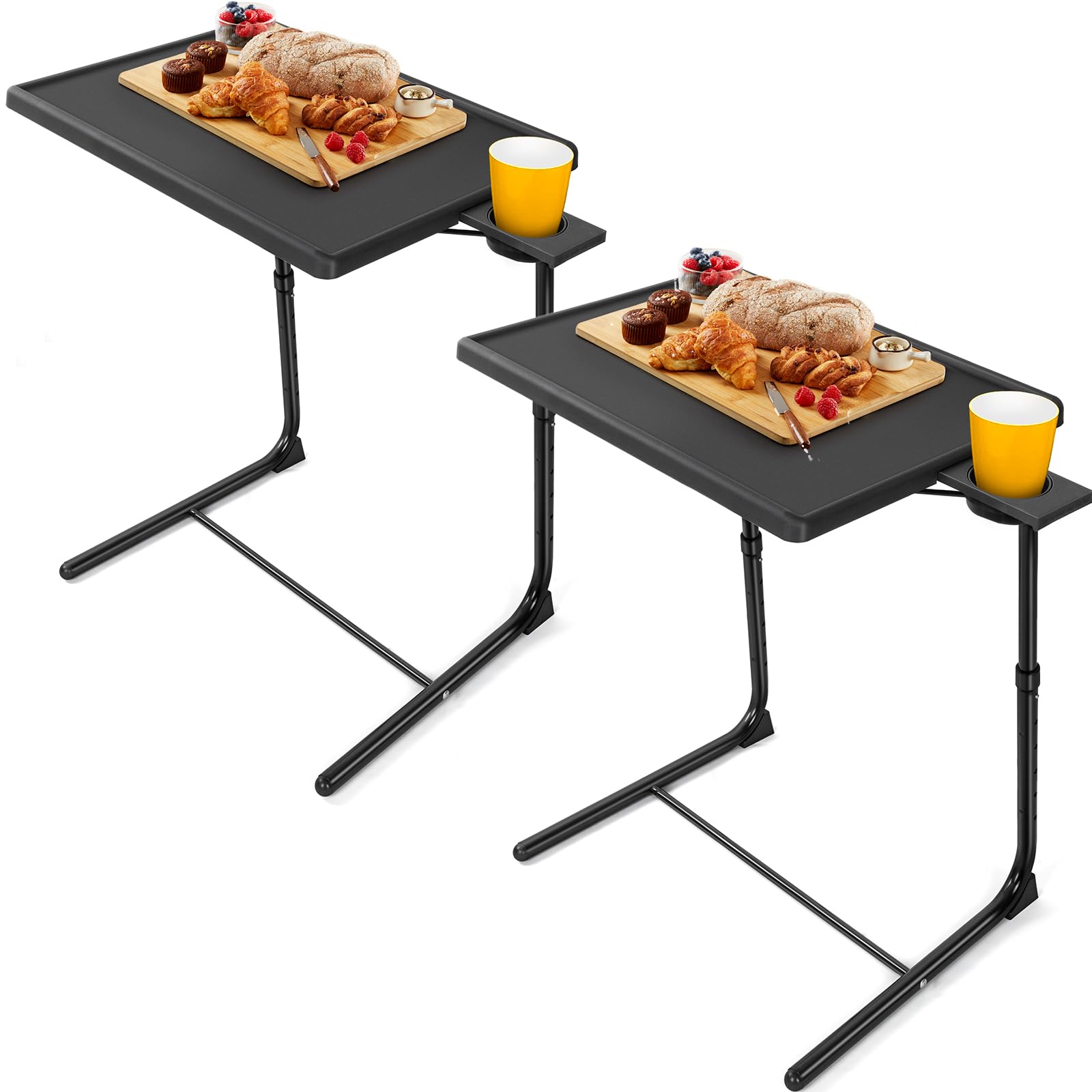 loryergo multifunctional tv tray table - [2 packs] adjustable tv dinner tray tables with 6 height & 