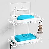 Nieifi Adhesive 2 Tier Bar Soap Holder, Stainless Steel for Shower Wall, Soap Dish for Bathroom, White