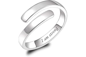 BEILIN 925 Sterling Silver Inspirational Jewelry Rings Adjustable Ring Personality Encouragement Gift for Teens Girls Women