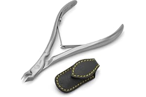GERMANIKURE Tapered Professional Cuticle Trimmer - 1/2 Half Jaw Nipper - Ethically Made in Germany - FINOX Stainless Steel Sharp Cuticle Remover in Leather Case – Manicure Tool, r155, 5mm