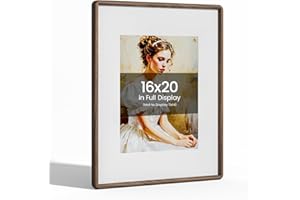 Heimlove 16x20 Picture Frame Natural Walnut Wood From CA-USA with Real Tempered Glass, Handcrafted 16 x 20 Poster Frame Matted to 11x14 Photo,Certificate,Degree,Graduation Picture Display Wall Decor