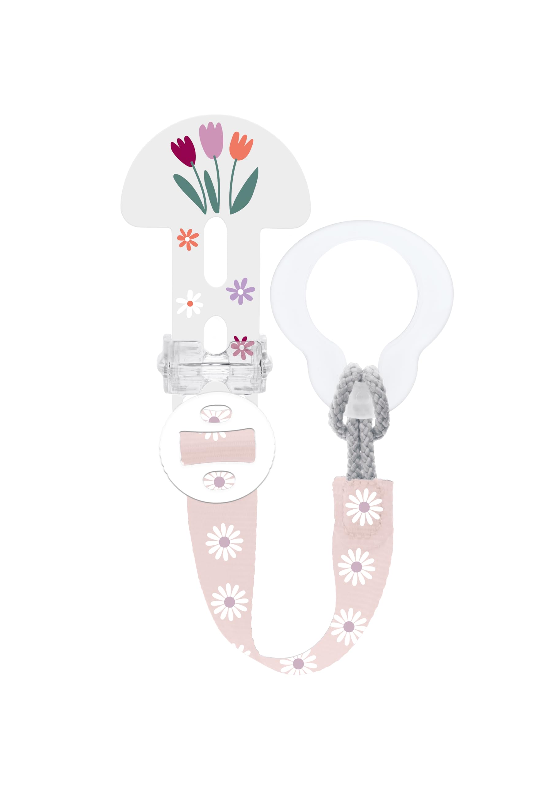 MAM Clip It! Brooch & Cover S183 - Pacifier Clip and Pacifier Cover Teat Cover, Pacifier Clip with Adjustable Length, Pacifier Clip for All Types of Pacifiers, 0+ Months, Pink