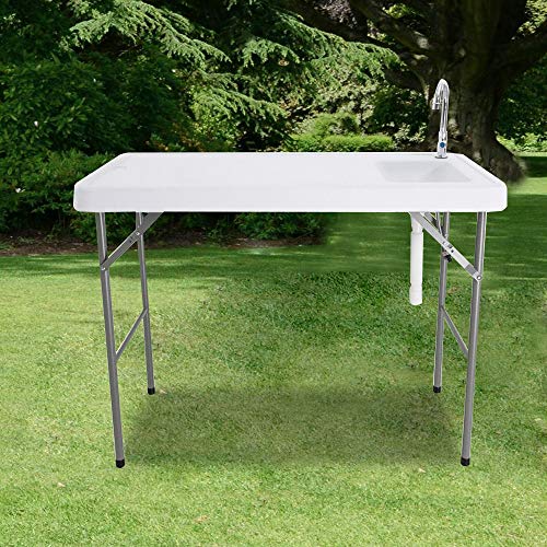 Fish Cleaning Table With Sink And Sprayer, Portable Folding Table
