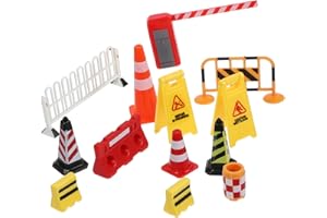 NUOBESTY Miniature Roadblocks Traffic Sign Toys 13pcs Set City Street Barricade Model for Traffic Simulation