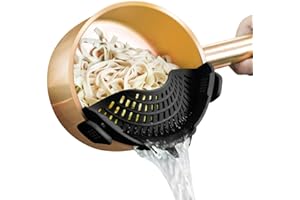 AUOON Clip On Strainer Silicone for All Pots and Pans, Pasta Strainer Clip on Food Strainer for Meat Vegetables Fruit Silicon