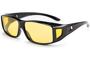 FEISEDY Night Driving Fit Over Glasses Sunglasses for Men Women,Polarized Wrap Around Yellow Sunglasses UV400 B2593