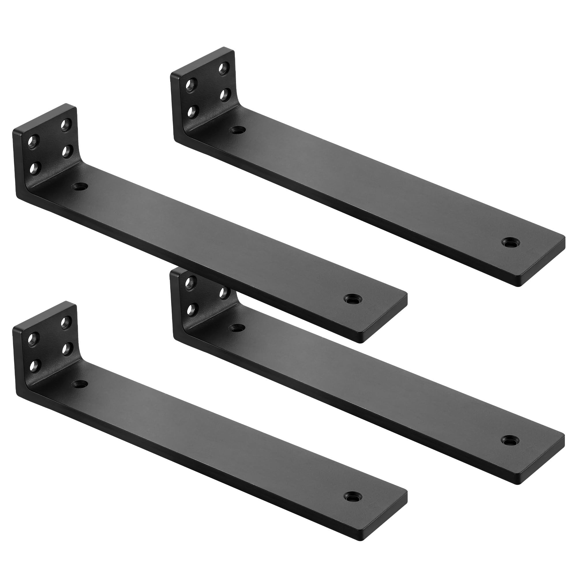 Photo 1 of Floating Shelf Brackets 8 inch, Heavy Duty Wall Shelf Brackets 4 Pack for Shelves Support, Hidden Metal L Brackets with Mounting Hardware (1/5'' Thick)