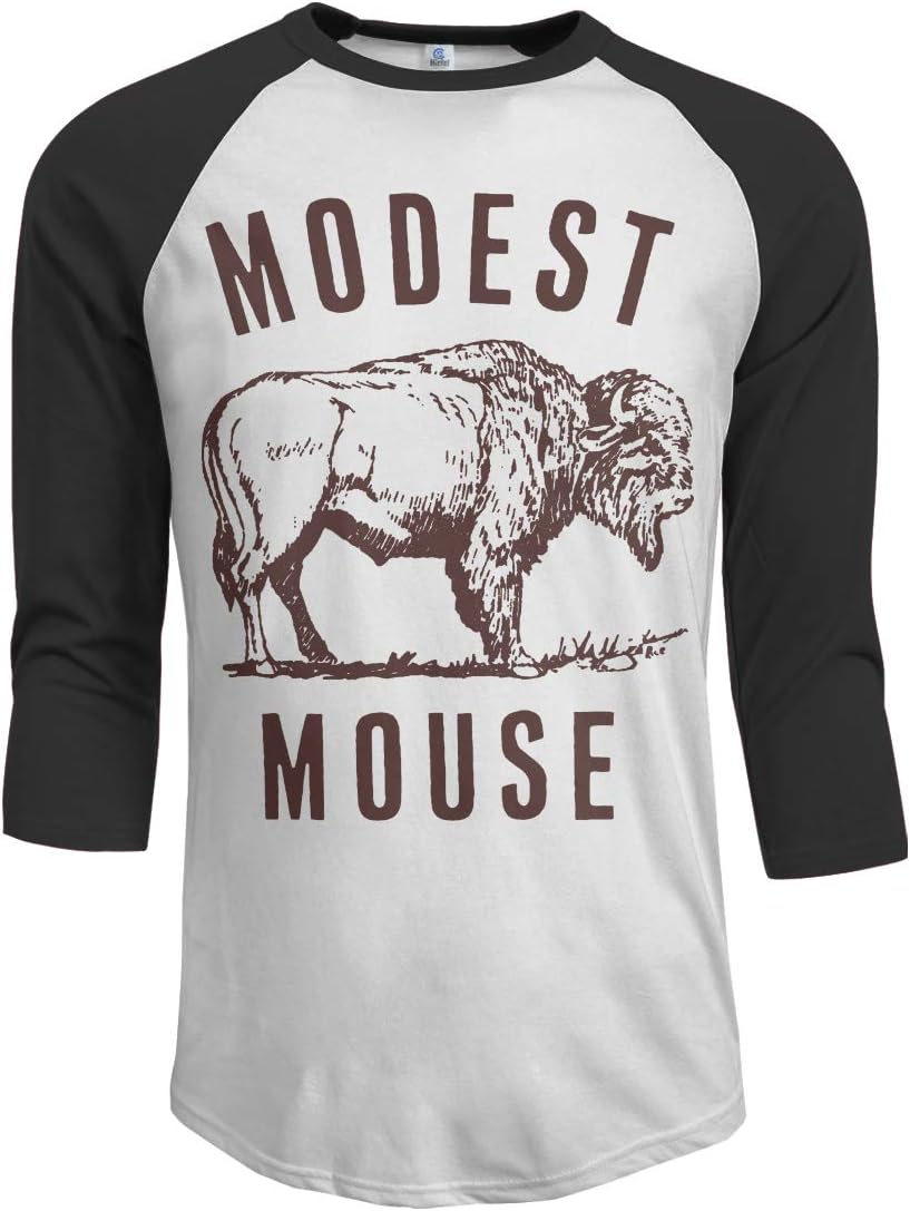 JeremiahR Modest Mouse Men's 3/4 Sleeve Raglan Baseball Tee Black