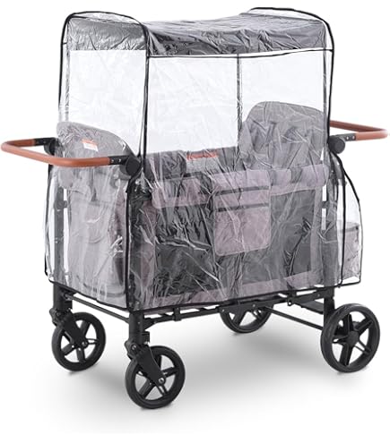 2-in-1 Rain Cover & Mosquito Net For Stroller Wagons - Waterproof Windproof With Windows