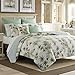 Tommy Bahama - King Quilt, Reversible Cotton Bedding, Floral Bedding Set (Serenity Palm Blue, King)