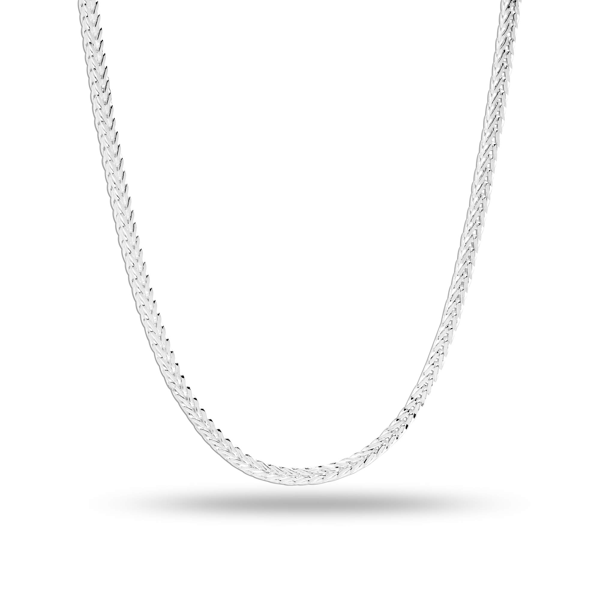LeCalla 925 Sterling Silver Italian Fox-Tail Rope Chain Necklace for Teen and Women 16 Inches