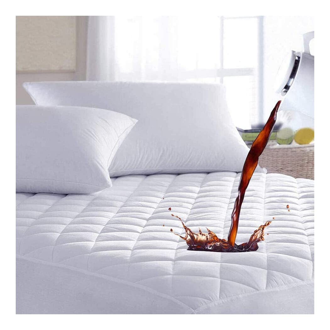 100% Waterproof Quilted Mattress Protector Cover Microfiber Quilted Topper Fitted Sheet, Anti Allergy & Breathable Elasticated Side Skirts Machine Washable Easy Care 30cm Deep (4FT (120x190+30) cm)