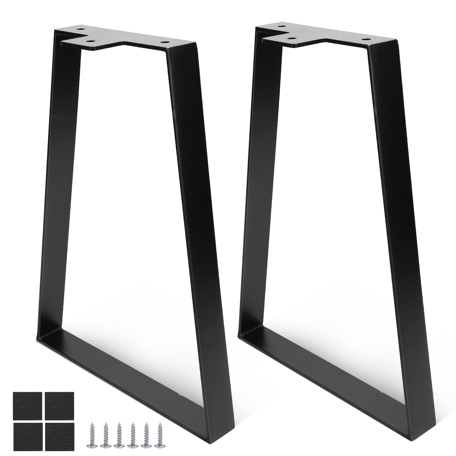 DBREAKS 40 cm Trapezoidal Table Legs, Black Trapezoid Table Leg, Metal Furniture Feet, Table Frame Table Runners with Screws, Furniture Runners for DIY Coffee Table, Bedside Table, Bench