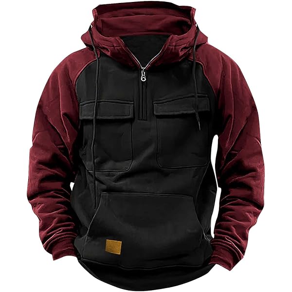 SENBWL Men's Moisture-Wicking 1/4 Zip Hoodie - Outdoor Hiking Camping Pullover With Hidden Pocket - View #3