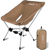 Campday Camping Chair Backpacking Portable Hiking Ultralight Small Lightweight Folding Chair for Outdoor Camp Beach Picnic Concert, Supports 330lbs (Khaki,1PCS)