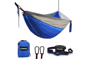 Camping Hammock, Lightweight Nylon Portable Parachute Double Camping Hammock for Backpacking, Camping, Travel, Beach, Yard - 