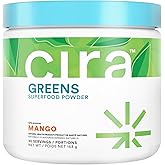 Cira Daily Greens - Naturally Sweetened, Organic Spirulina Superfood Powder with Premium, Antioxidant-Rich Ingredients for Debloating, Digestion, & Energy - Mango, 30 Servings