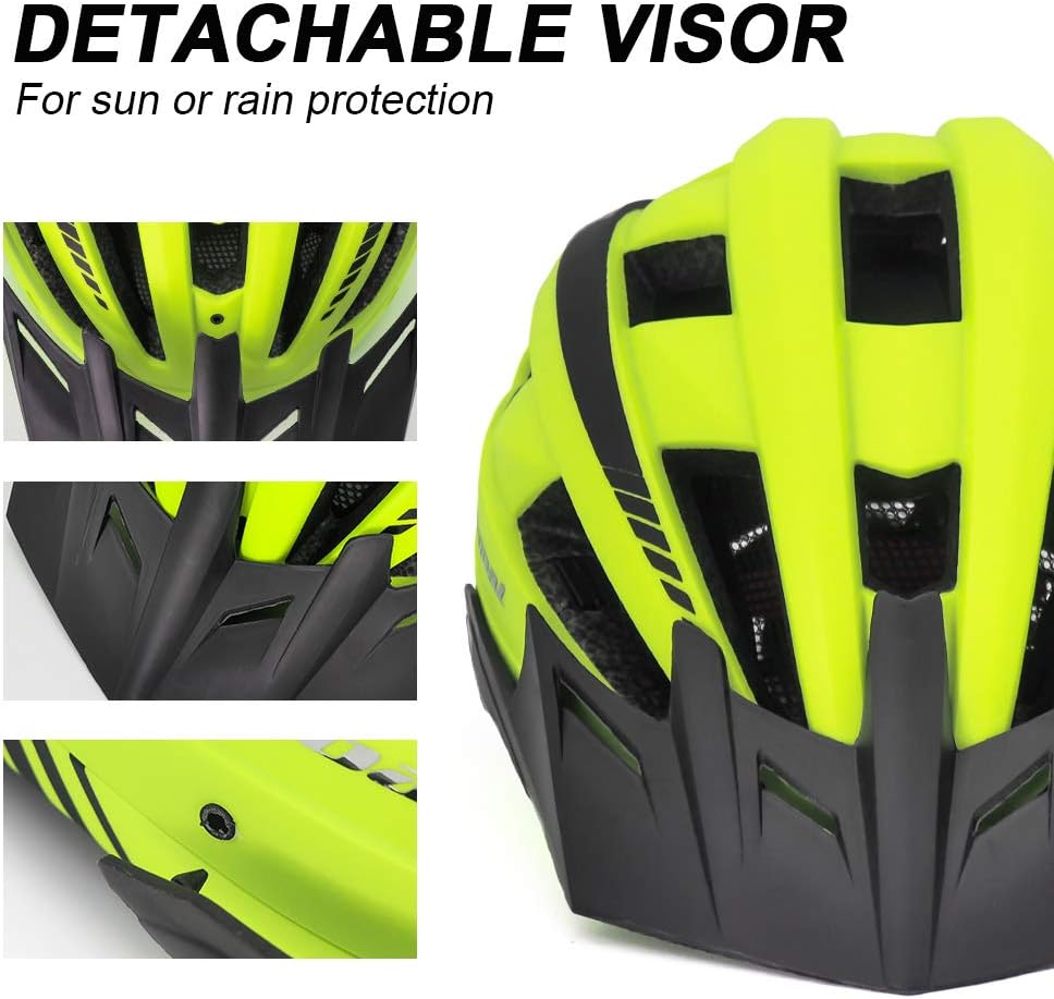 Victgoal Bike Helmet for Men Women with Led Light Detachable Magnetic Goggles Visor Mountain & Road Bicycle Helmets Adjustable Size Adult Cycling Helmets (Yellow - Image 5