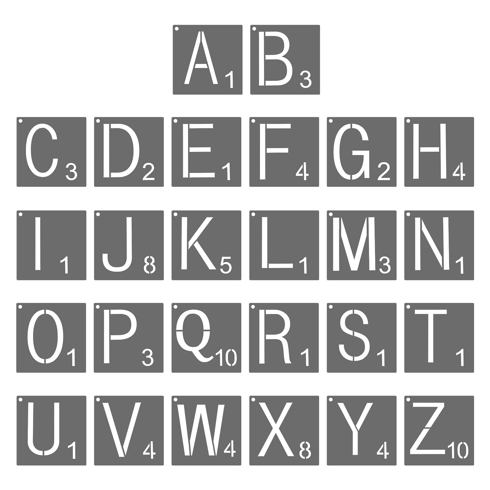 PATIKIL 3 Inch Plastic Small Letter Stencils, 26 Pcs Reusable Alphabet Stencils for Painting Spraying on Wall, Wood, Fabric
