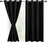 DWCN Blackout Curtains 52x54 2 Panels Iron Tiebacks Thermal Insulated Eyelet