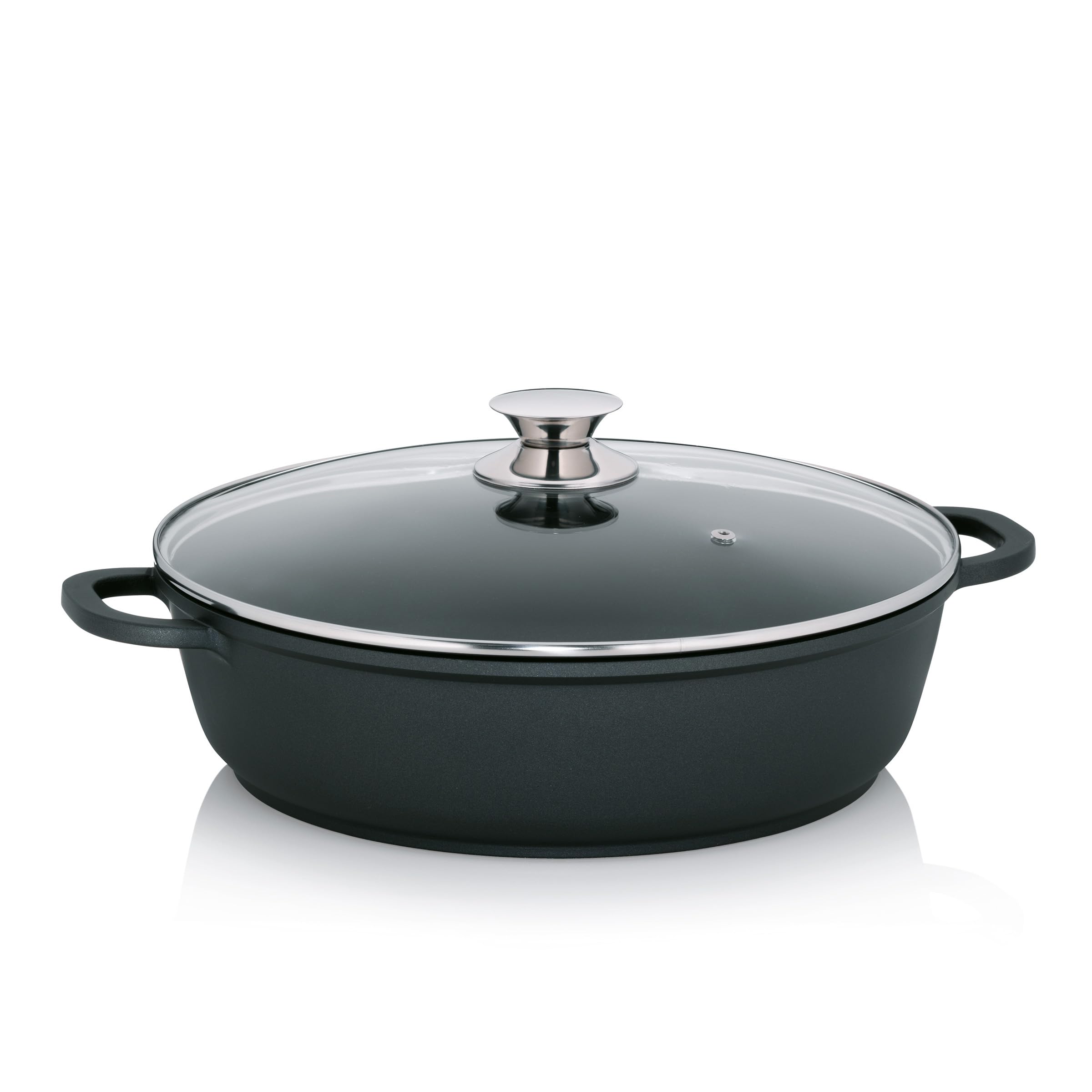 kela cast Aluminium braising pan 32 cm high Rim KERROS, Induction Serving pan Coated with lid, Paella pan — image 1