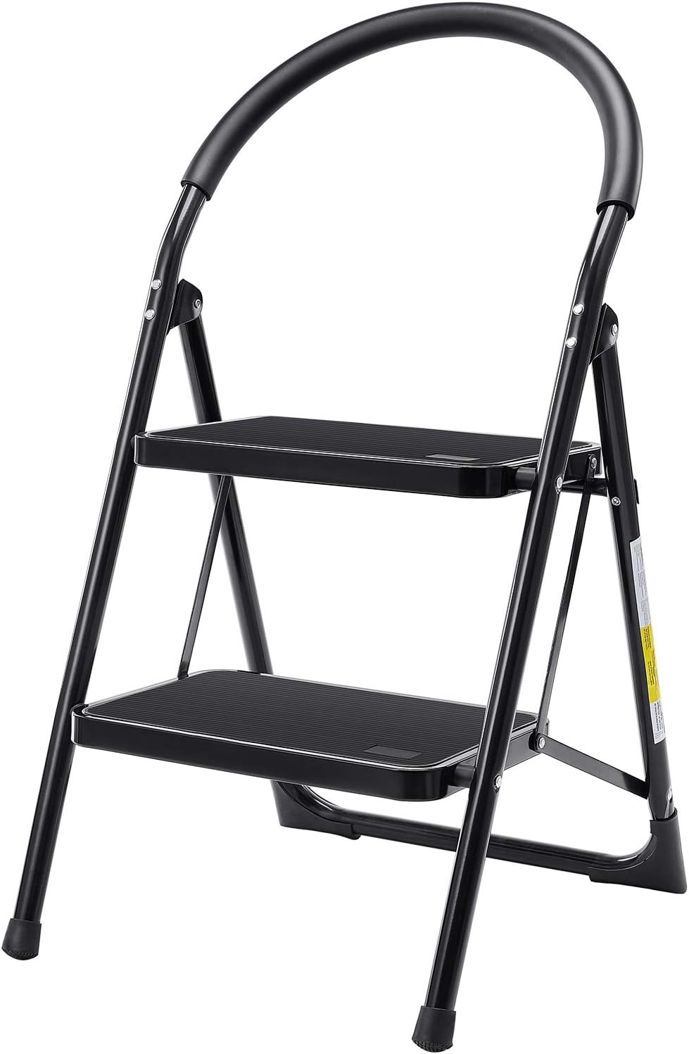 ZEAK 2-Step Pedal Ladder Anti-Slip Folding Mental Stool, Non-Slip Handgrip with 330lbs Load Capacity Black: Home Improvement