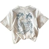 RoseSeek Women's Hawaiian Graphic Tees Short Sleeve Crew Neck Casual Summer T Shirts