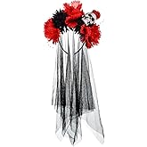 Merroyal Women's Dia de los Muertos Rose Flower Costume Headpiece Halloween Day of The Dead Costume Headband