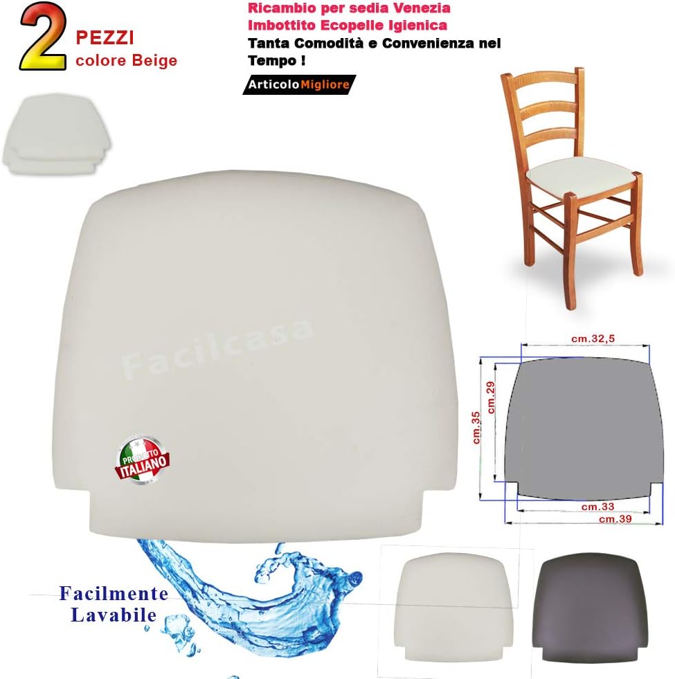 Facilcasa Seduta Di Ricambio Imbottita In Ecopelle Sedia Venezia Art Ecovenezia Amazon It Casa E Cucina