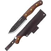 Condor Tool &amp; Knife Bisonte Bushcraft Knife with 1095 Steel, Leather Sheath | Bushcraft Knife With A 4.7-Inch 1095 Carbon Steel Blade, Scandi Grind, Full Tang, Walnut Handle &amp; Handcrafted Leather Sheath.