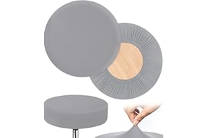 HFATMOS Bar Stool Covers Round, 2 Pcs Stool Slipcovers High Elastic, Circle Chair Covers, Soft & Easy to Clean Chair Seat Cushion Slipcover Fit for Stool of Dia 14-17 Inch , Grey