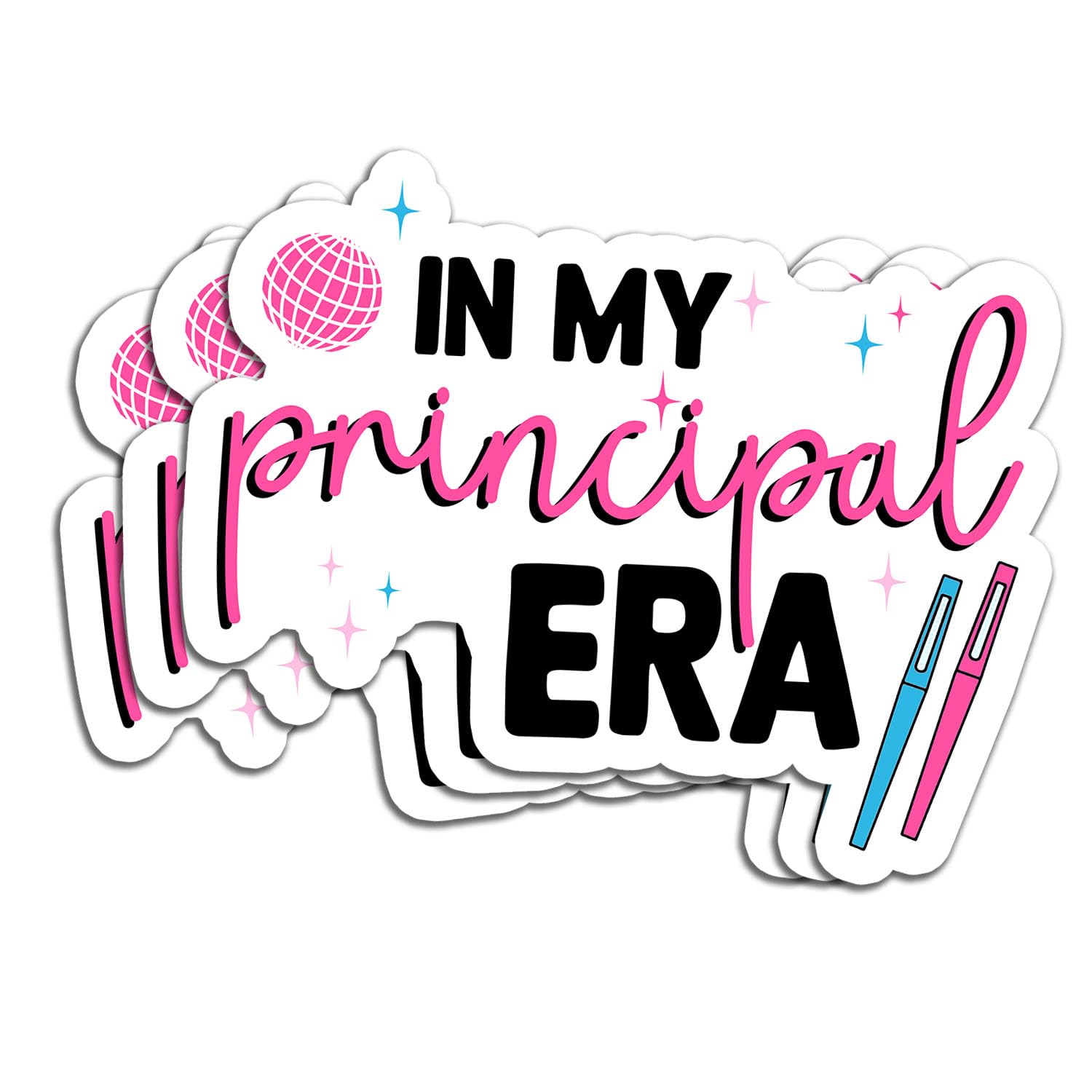 Photo 1 of (3Pcs) in My Principal Era Sticker Funny Teacher Quote Decals Waterproof Vinyl Stickers for Books Laptops Phone Water Bottles Tumbler Cup Kindle 3 Inch