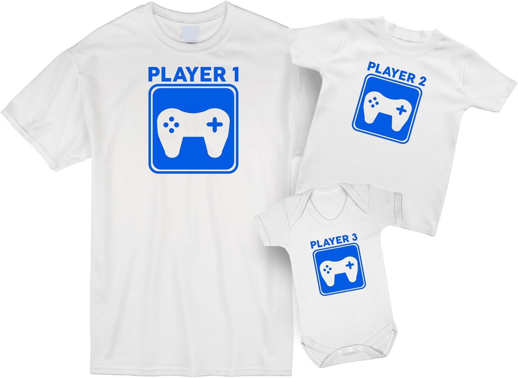 Player 1 and Player 2 - Mens T Shirt with Short Sleeve Bodysuit Matching Gift Set