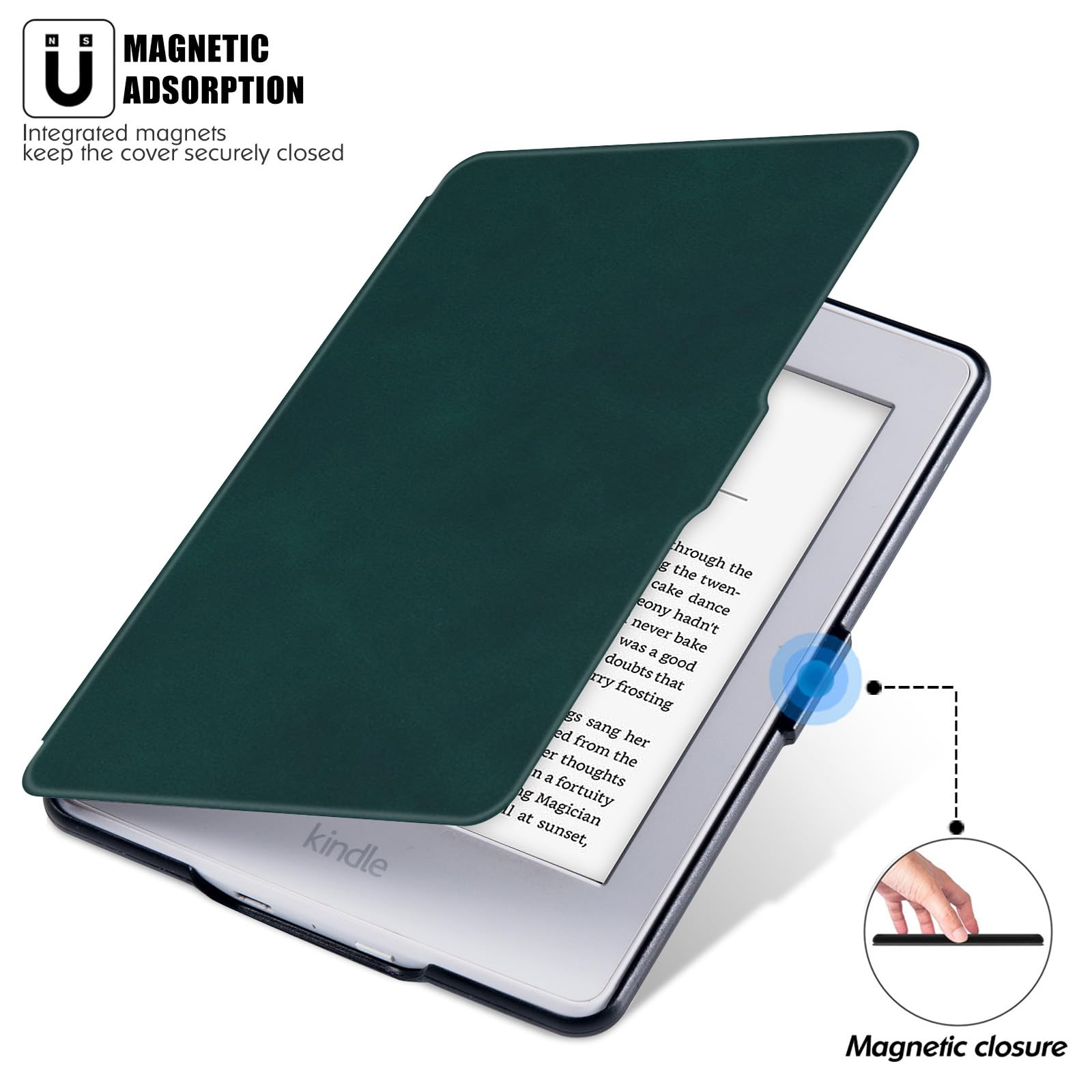 BOZHUORUI Slim Case for Kindle Paperwhite 5th/6th/7th Generation Prior to 2018 (2012-2017 Release,Model EY21 & DP75SDI) - Premium PU Leather Protective Cover with Auto Sleep/Wake (Pine Green)