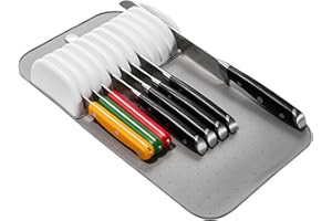 madesmart Classic Large Knife Mat Soft-Grip, Non-Slip Drawer, Long-Lasting Home Organization, BPA Free, White