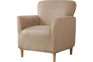 Elehealthy Stretch Chair Covers Banquet Armchair Slipcovers Luxury Velvet Armchair Sofa Covers Chair Slipcover Anti-Slip Furniture Protector for Living Room Friendly for Kids Pets (Camel)