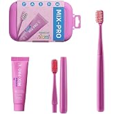 SHEWOQISU Portable Travel Toothbrush and Toothpaste Set - Compact Dental Care Kit with Reusable Case, Ultra-Soft Bristles for Sensitive Teeth, Business Trip Essentials(Red)