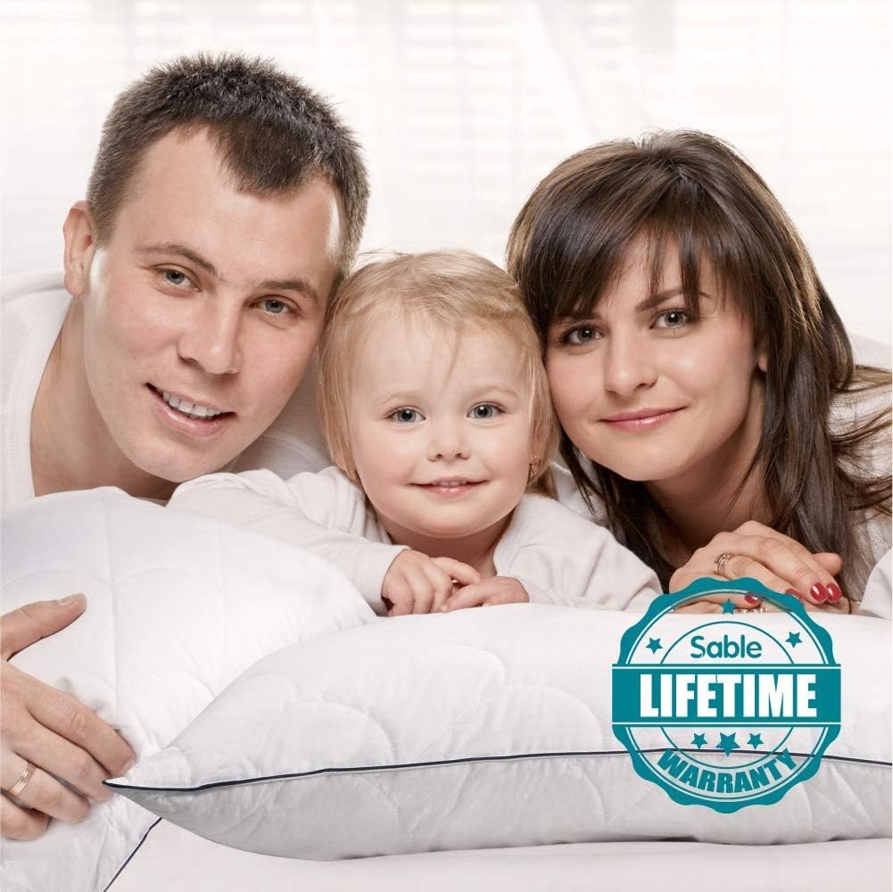 Sable Pillows for Sleeping, 2 Pack Hotel Collection Bed Pillow with FDA Registered Luxury Down Alternative, Adjustable Soft Relief for Neck Pain, Good for Side and Back Sleeper, Queen Size, 30×20 inch: Home & Kitchen