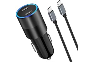 WORSORS Fast USB C Car Adapter, Dual PD 3.0 Ports 20W Cigarette Lighter Charger for iPhone 15/Pro/Pro Max/Plus, iPad Pro 2022/Air 5/Mini 6, Google Pixel 8 Pro and Galaxy Phone+3.3ft Type C Cable Cord
