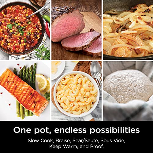 Ninja Foodi PossibleCooker PRO- Olla múltiple 6 en 1 Sous Vide & Proof, con 8.5 cuartos, olla de cocción lenta, horno holandés y más, tapa de vidrio y cuchara integrada, olla apta para horno hasta 500 °F, negro, MC1010