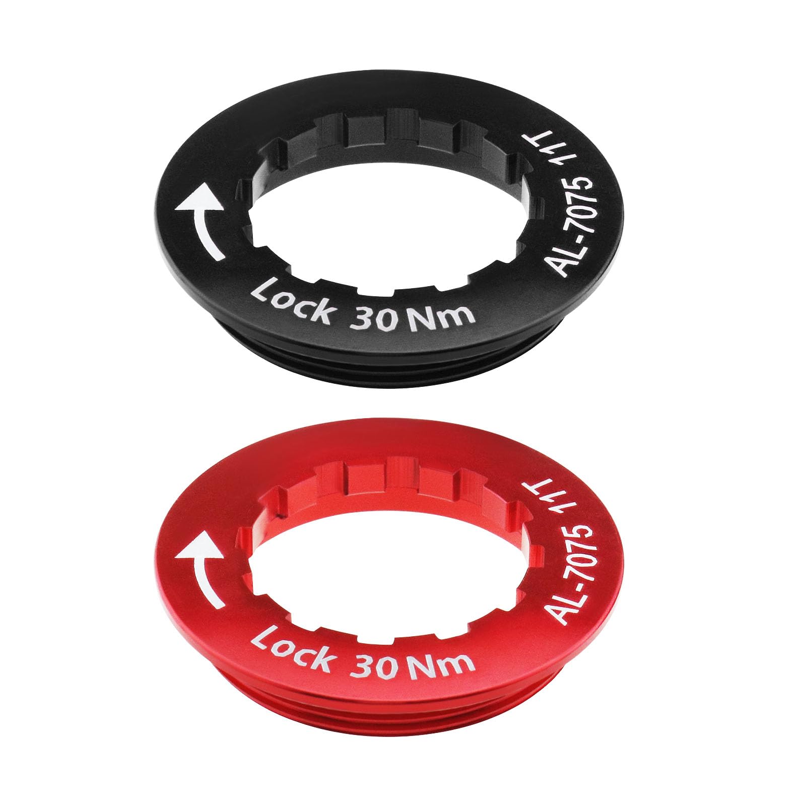 SG Store 2PCS 11T Cassette Lock Ring Aluminium Alloy Lockring Bicycle Flywheel Ring Cover 36mm Diameter for Mountain Road Bikes Black & Red