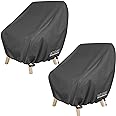 ULTCOVER Waterproof Patio Chair Cover – Outdoor Lounge Deep Seat Single Lawn Chair Cover 2 Pack Fits Up to 28W x 30D x 32H inches, Black