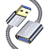 USB 3.0 Extension Cable, JSAUX 10ft USB A Male to USB A Female Extender Cord 5Gbps Data Transfer USB Flash Drive, Keyboard, M
