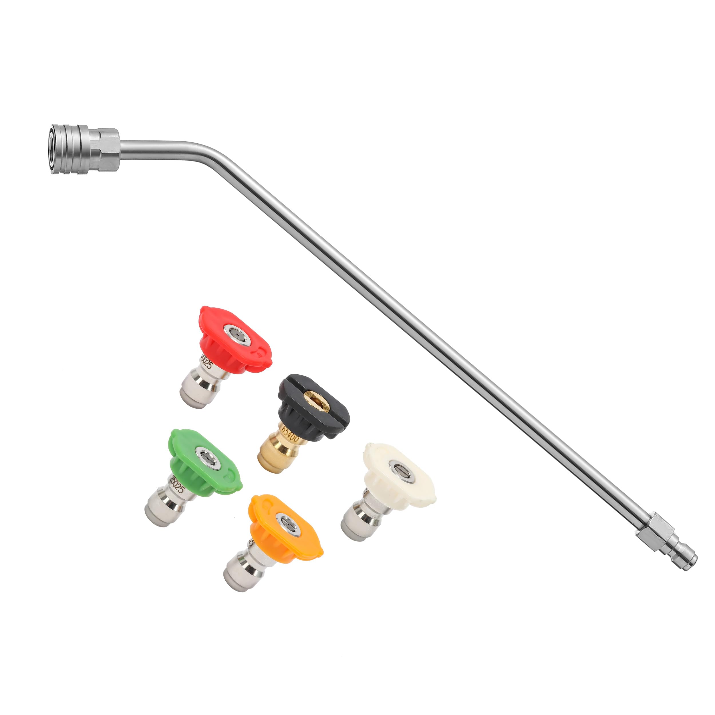 Ridge Washer Pressure Washer Extension Wand, 45 Degree Curved Angled Attachment Lance for Undercarriage and Gutter Rod, 1/4 Quick Connect, 15 Inch