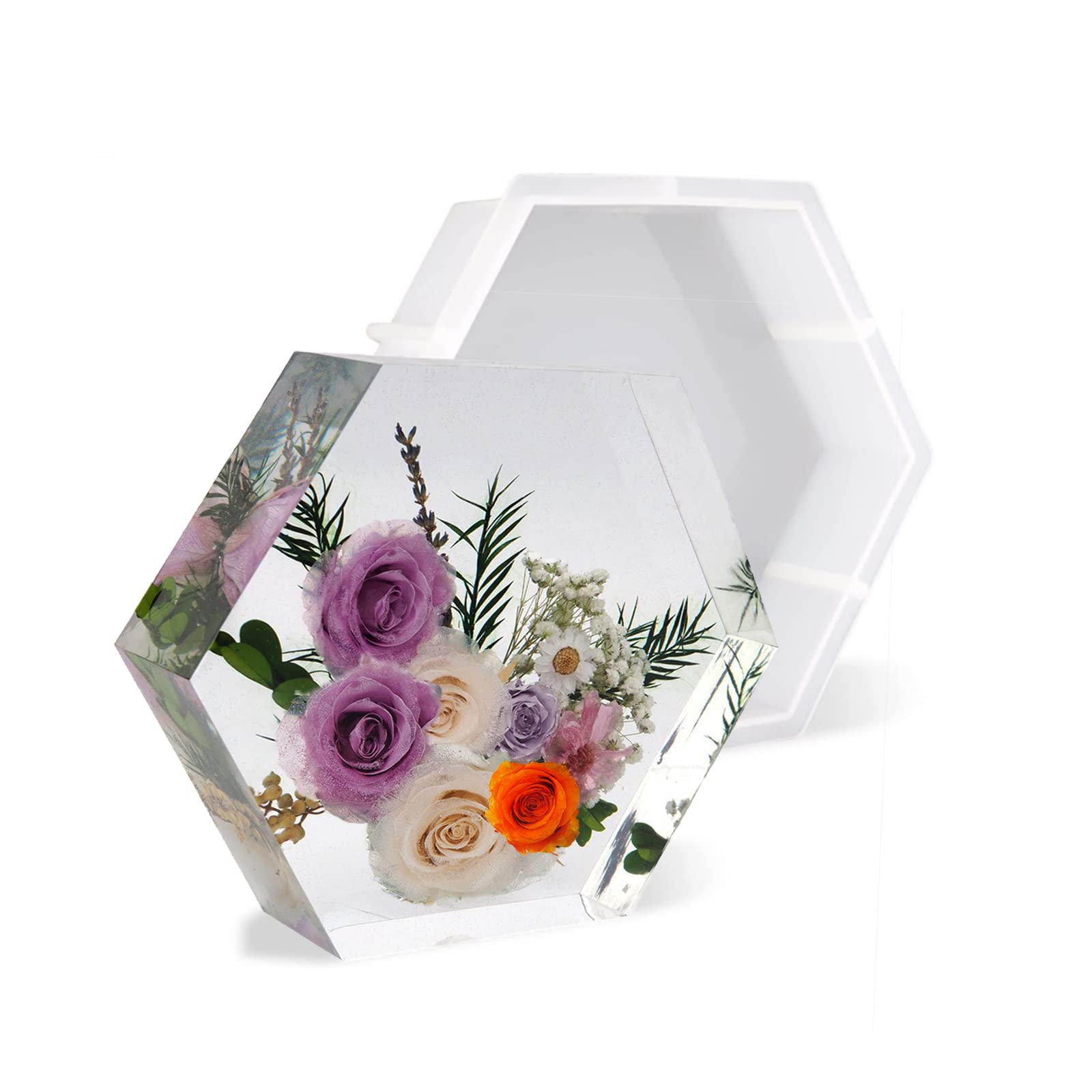 Large Silicone Molds, Hexagon Resin Mould, Epoxy Molds for Flowers Preservation, Perfect for DIY Wedding Gift, Home Decors
